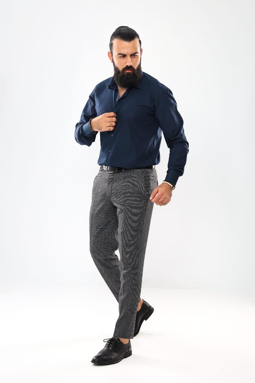 plain suit shirt - Navy