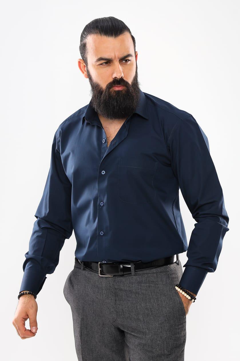 plain suit shirt - Navy