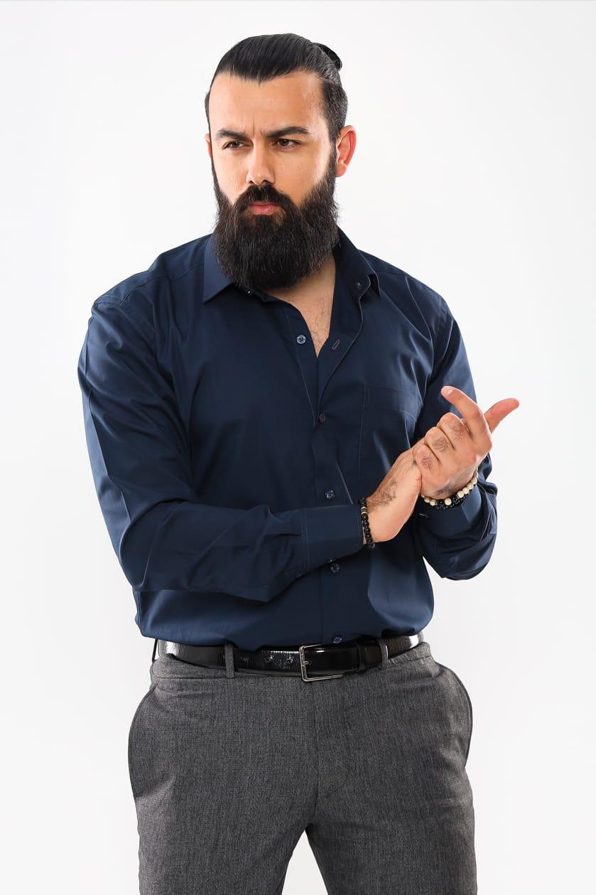 plain suit shirt - Navy