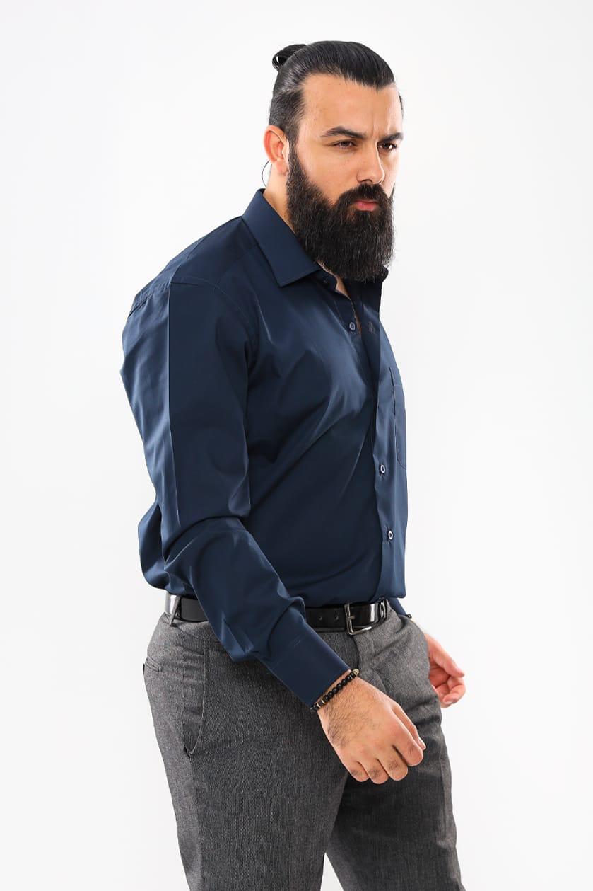 plain suit shirt - Navy