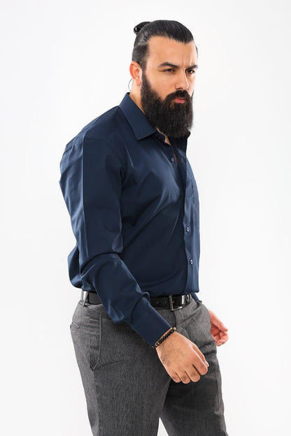 plain suit shirt - Navy